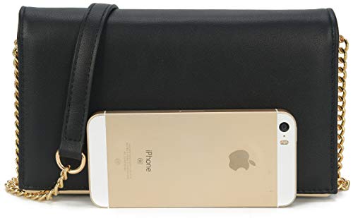 lola mae Wallet Clutch for Women with Phone Holder, Cellphone Purse with strap Fold-Over Crossbody bag (BLACK) 7