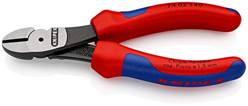 KNIPEX Kraft-Seitenschneider auf SB-Karte schwarz atramentiert mit Mehrkomponenten-Hüllen 140 mm, 74 02 140 SB