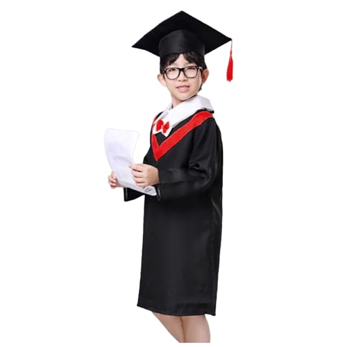 Generisch Túnica de graduación con sombrero bata con sombrero de doctorado borla manga larga unisex Talar Graduación Graduación Vestido de graduación cómodo para niños y niñas, uniforme escolar ligero