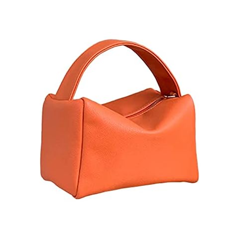 Women's Cosmetic Case with Zipper Storage Pockets, Travel Kit Organizer Bag for Makeup and Toiletries (Orange) Cover
