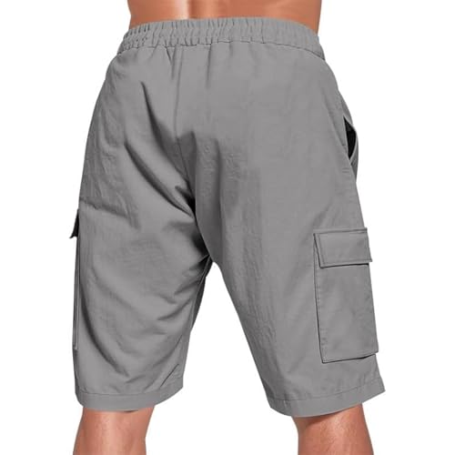 JEShifangjiusu Mens Linen Cargo Shorts Relaxed Fit Summer Beach Casual Drawstring Shorts for Men4