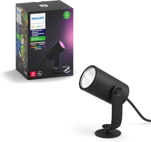 Image of Philips Hue Lily Outdoor Smart LED Spotlight - White & Color Ambiance - Low Voltage Landscape Lighting - 1 Pack - Requires Bridge and Power Supply - Control with App and Voice - Weatherproof