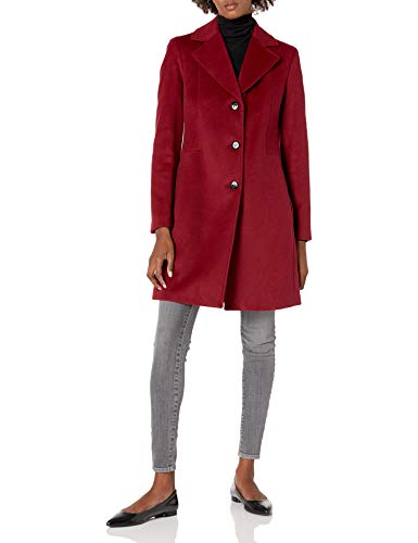 Calvin Klein Women's Classic Cashmere Wool Blend Coat, SCARLET