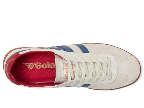 Image of Gola Men's Hurricane Suede Off-White /Moonlight /Deep Red /Gum 10 Medium