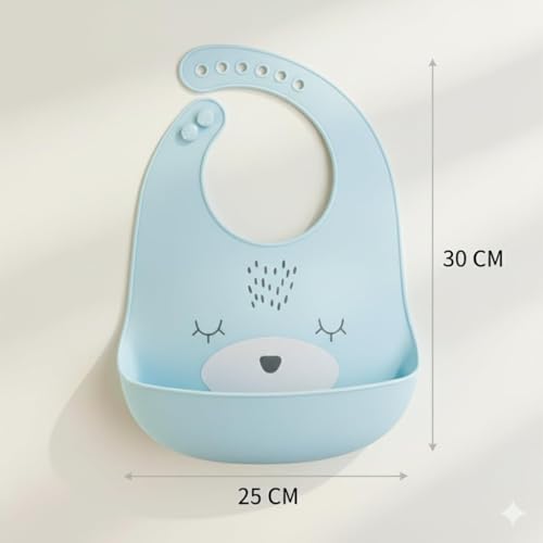 Image of SAFE-O-KID Premium Silicone Baby Bib - Lightweight, Foldable, Non-Toxic Bib with Spill-Proof, Adjustable, Soft, BPA Free Easy-to-Clean Feeding Bib for toddlers - Assorted
