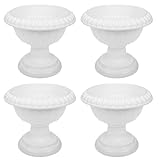 Amosfun White Urn Planter Flower Pots Wedding Party Porch Front Door Decorative Urn Planters Roman Home Decor 6.2 Inch 4 Pack
