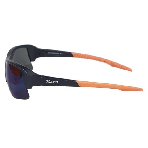 Image of Sporty Sunglasses For Men & Women - Half Rim Polycarbonate Sunglass For Boys & Girls, (S23931-HF) Frame Color -Black, Lens Color - Blue