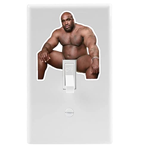 Image of 20Pcs Funny Barry Wood Light Switch Sticker Decals，3''x3.4'' Waterproof Vinyl Stikers for Laptop Window Wall Bumper Helmet, Joking Prank Tease Artifact Stickers for Adults（Barry Wood Sitting On Bed）