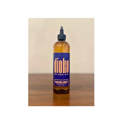 Image of Dioko Simple Syrup, 12 fl. oz Premium Coffee & Dessert Syrup with Easy Pour Spout | No Artificial Dyes or Colors | Perfect for Lattes, Iced Coffee, Cocktails, Pancakes & More (Hazelnut)
