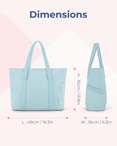 Image of BAGSMART Crush Tote Bag for Women, 20L Puffer Work Tote with Zipper, Travel Essentials Quilted Nurse Hospital Bag