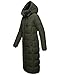 MARIKOO Damen Wintermantel warmer Steppmantel lang mit abnehmbarer Kapuze Nadeshikoo XVI Dark Olive Gr. M