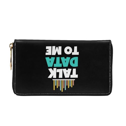 Talk Data to Me Long Leather Clutch Wallet with Dual-Sided Print - Storage bag (12 Card Slots, Zippered Coin Pocket)3