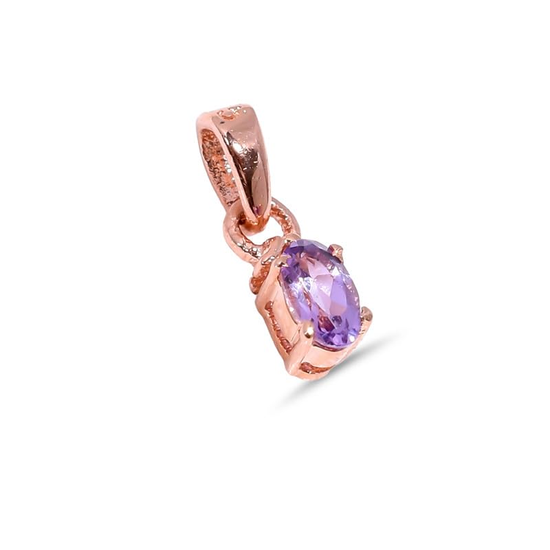 Pendentif améthyste argent 925 bijoux femme solitaire ovale