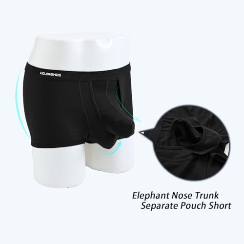 JINSHI Men's Modal Boxer Shorts Sexy Elephant Trunk Underwear Separate Dual Pouch Cotton Breathable Boxers Briefs for Male4