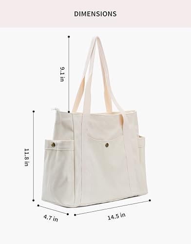 Bolsa Tote de Lona con Cierre y Varios Bolsillos miniatura 2