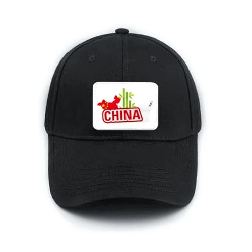 Casquette de baseball China Map noire réglable en coton pour homme et femme