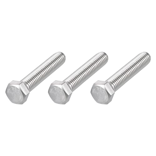 METALLIXITY Hex Head Bolts (7/16-14 x 2-1/2") 3Pcs, 304 Stainless Steel 18-8, Fully Threaded, External Hex Drive, Plain Finish, Hex Head Screw Bolt, Silver
