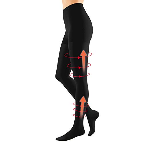 Everbeauty Compression Pantyhose for Women 20-30 mmHg Opaque Closed Toe Support Gradient Compression Stocking Women Swelling, Varicose Veins, Edema for Nurse, Flight, Teacher Black 4XL