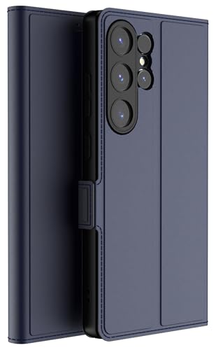 Image of Kapa Noble Slim Magnetic Leather Flip Case Cover for Samsung Galaxy S25 Ultra | Card Holder Stand Flip Wallet Case (Blue)