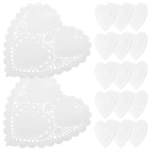 Holibanna Brown Paper Doilies Heart-shape Coasters 300pcs Set Ideal for Wedding Party Dessert Decorations