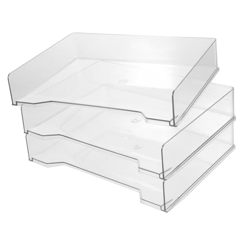 PLAFOPE 3Pcs Transparent Desktop File Organizer Storage Rack Multi Purpose Document Holder for Office Use Design for Letters Folders Gadgets