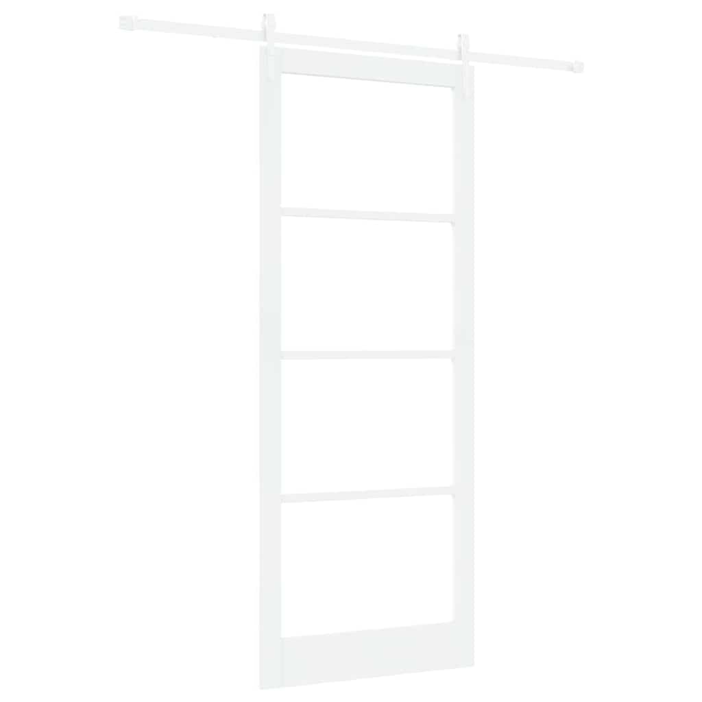 vidaXL Drzwi przesuwne 93 x 232 cm Lite drewno sosnowe i szkło Biały | Minimalistyczny design pasuje do każdego wnętrza, Wszystko, co potrzebne, jest w komplecie, co sprawia,