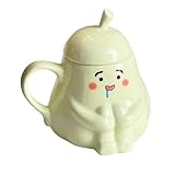 Generisch in ceramica | Bicchieri a forma di pera da 450 ml - Bicchieri con manico e coperchio | Per Tè Latte Caffè Cioccolata Calda Bevanda Latte Acqua