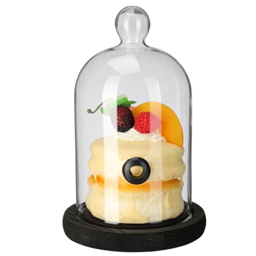 Cocktail Smoking Cloche, 7.48 x 3.93 Inch, Glass Dome with Wood Base
