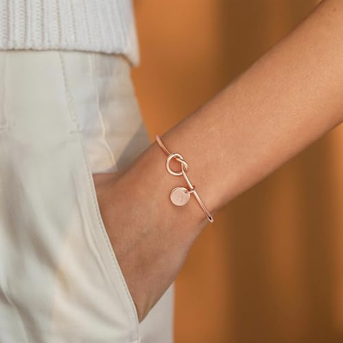 Image of M MOOHAM Mothers Day Gifts - Dainty Tie the Knot Letter A-Z Initial Bracelet for Women 14K Gold Plated Cuff Bangle Bracelet Jewelry Personalized Bridesmaid Proposal Gifts for Women