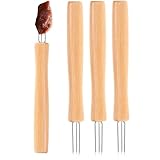 Portanocchie para maíz – Tenedor de 3 dientes con mango de madera, 4 tenedores para brochetas de maíz – Ideal para camping, barbacoas asadas, frutas, verduras, barbacoas y fiestas en casa