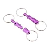 nobrand 2Pcs/Set Quick Release Keychain Pull-Apart Removable Keyring with Two Heavy Duty Split Rings Key Accessories (Purple)