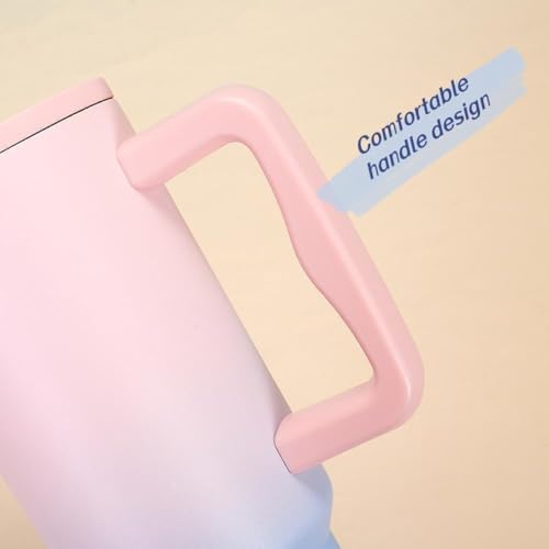 Image of Zephorus Personalized with Your Name, 1200ml Tumbler with Straw-Handle-Stainless Steel Double Wall Insulated Cup Leak-Proof Sipper Mug for Hot-Cold Drinks Coffee - Water Tumbler (Pink Blue Custom)