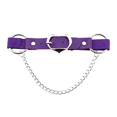 Damen Verstellbares Kunstleder Sexy Beine Oberschenkel Strumpfband Ausschnitt Herzförmiges Metallkettenglied Party Kostüme (Color : 8, Size : One Size)