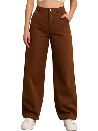 Image of Women's High Waist Denim Jeans | Straight, Relaxed, Wide Leg & Baggy Fit | High Rise Loose Oversized Denim Pants for Women | Comfortable Casual Everyday Wear | Oversized Woman baggys