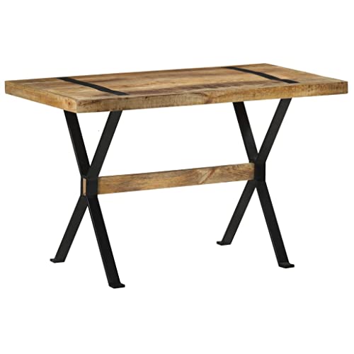 Table de salle à manger industrielle en bois de manguier brut pour maison et restaurant 120 cm Meuble de salle à manger avec touche rustique