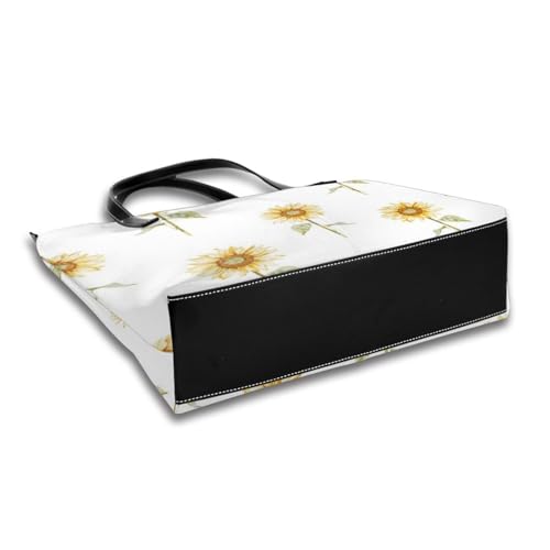 Sac fourre-tout imperméable chic en cuir PU imprimé tournesol