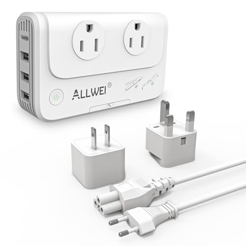 ALLWEI 220V to 110V Travel Converter for Hair Tool EU/US/UK