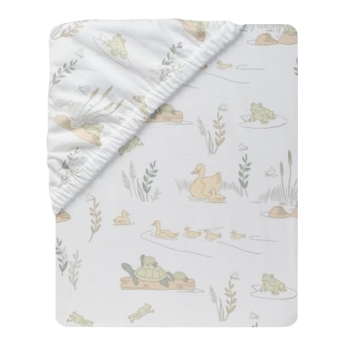 Image of Lambs & Ivy Froggy and Friends 100% Cotton Baby Fitted Crib /Toddler Sheet