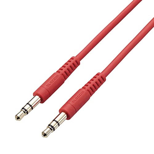 エレコム オーディオケーブル ステレオミニプラグ 2.0m やわらか AUX ケーブル 3.5mm レッド AX-35MY20RD