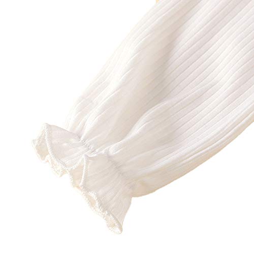 Image of Hopscotch Girls Cotton, Polyester, Spandex Solid Top and Skirt Set in White Color