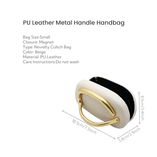Image of Women PU Leather Metal Handle Handbag Trendy Commuting Compact Stone Purse Hand-held Causal Shoulder Clutch Bag