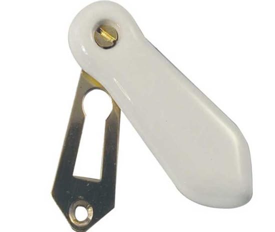 Kooples Hardware Porcelain Covered Escutcheon – Vintage Keyhole Plate with Flip Cover for Traditional Doors (White)