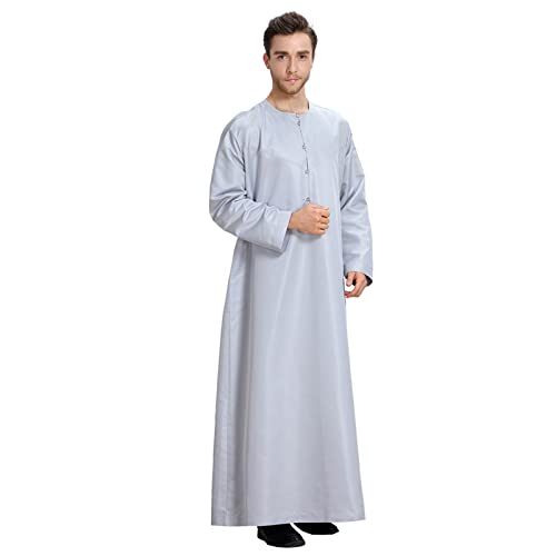 Robe for Men Muslim Clothing Kaftan Button Up Henley Shirt Long Sleeve Nightgowns Eastern Caftan