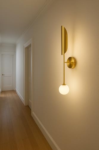 Image of blissbells Golden Leaf-Inspired LED Wall Light - Modern Decorative Sconce for Living Room, Bedroom & Hallways (Gold Leaf Sconce)