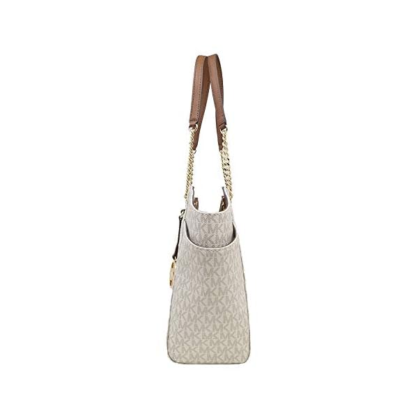 Michael-Kors-Womens-Jet-Set-Travel-Saffiano-Leather-Chain-Shoulder-Tote MICHAEL Michael Kors Women's Jet Set Travel Saffiano Large Chain Shoulder Tote, Style 35T5GTVT3L (Vanilla PVC/Strap Logo)