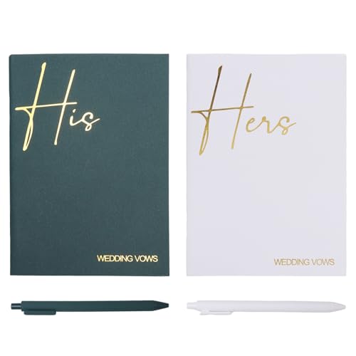 VOSSOT 2 libri di voto per i voti di nozze, per lui e per lei, regalo di matrimonio, lamina dorata, 12 pagine (2 verde scuro bianco)