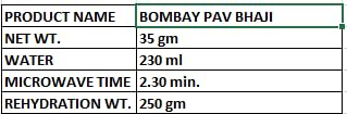 KDI Store Pav Bhaji, Ready to Eat Gujarati Street Food, Organic, Freeze Dried, Fully Cooked, 35g