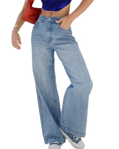 Women's Boyfriend Baggy Jeans Low Waist Wide Leg Straight Denim Pants 90s Baggy Jeans with Pockets2