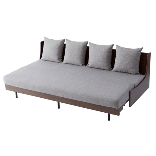 【オンライン限定】大川家具 モーブル 日本製 ソファ ベッド ごろ寝ソファ 3人掛け 完成品 洗濯可 200cm オークブラウン×グレー 開梱設置無料 エスタート