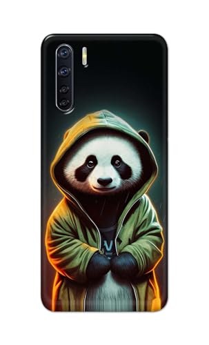 Image of Printed Hard Back Cover Case for Oppo F15 | Oppo F15s | Oppo A91 | Oppo Reno 3 4G Back Cover (Cartoon Panda) -1111